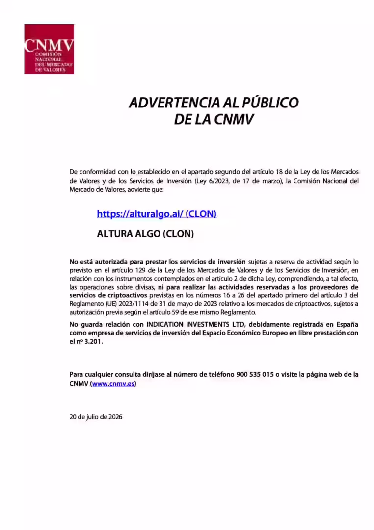 ALTURA ALGO estafa